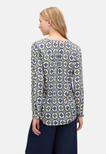 Lade das Bild in den Galerie-Viewer, Cartoon | Casual-Bluse mit Knöpfen | 8850 Blue/Green