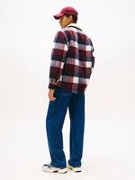 Lade das Bild in den Galerie-Viewer, Tommy Jeans | Oversized Fit Flanell-Overshirt mit Teddy-Fleece | C1G Night Navy