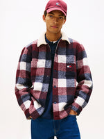 Lade das Bild in den Galerie-Viewer, Tommy Jeans | Oversized Fit Flanell-Overshirt mit Teddy-Fleece | C1G Night Navy