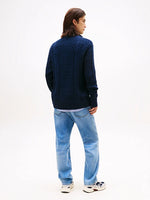 Lade das Bild in den Galerie-Viewer, Tommy Jeans | Zopfstrick-Pullover Slim Fit  mit Reißverschluss | 0GY Night navy