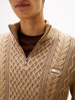 Lade das Bild in den Galerie-Viewer, Tommy Jeans | Zopfstrick-Pullover Slim Fit  mit Reißverschluss | 0HD Coastal