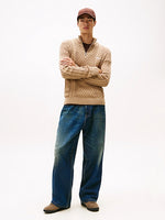 Lade das Bild in den Galerie-Viewer, Tommy Jeans | Zopfstrick-Pullover Slim Fit  mit Reißverschluss | 0HD Coastal