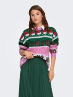 Lade das Bild in den Galerie-Viewer, ONLY | XMAS Strickpullover | FUCHSIA pink