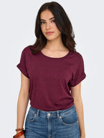 Lade das Bild in den Galerie-Viewer, ONLY | Moster O-Neck T-shirt | Burgundy