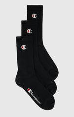 Lade das Bild in den Galerie-Viewer, Champion | Crew-Socken mit C-Logo im 3er-Pack | KK001 schwarz