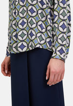 Lade das Bild in den Galerie-Viewer, Cartoon | Casual-Bluse mit Knöpfen | 8850 Blue/Green