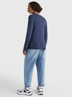 Lade das Bild in den Galerie-Viewer, Tommy Jeans | Geripptes Langarm Shirt aus Bio-Baumwolle | 002 blau