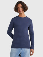 Lade das Bild in den Galerie-Viewer, Tommy Jeans | Geripptes Langarm Shirt aus Bio-Baumwolle | 002 blau