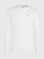 Lade das Bild in den Galerie-Viewer, Tommy Jeans | Geripptes Langarm Shirt aus Bio-Baumwolle | 100 weiss