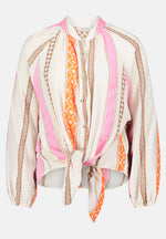 Lade das Bild in den Galerie-Viewer, Cartoon | Oversize-Bluse mit Schleifenknoten | 1834 Nature/Orange
