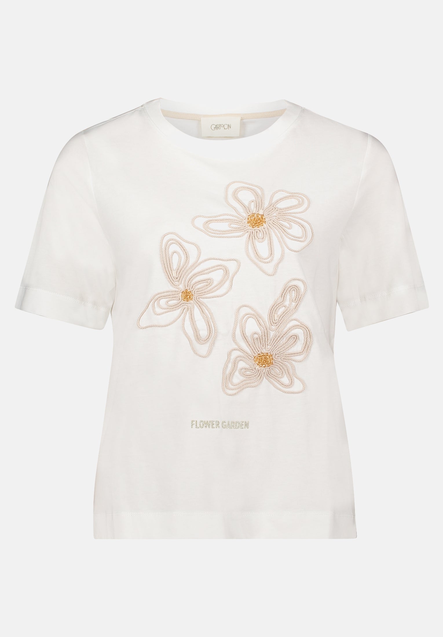 Cartoon | Baumwollshirt mit Rundhalsausschnitt | 1973 Patch Cream/Beige