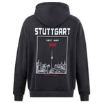 Load image into Gallery viewer, VfB Stuttgart x Kleinigkeit | Hoodie with logo and cityscape | Black
