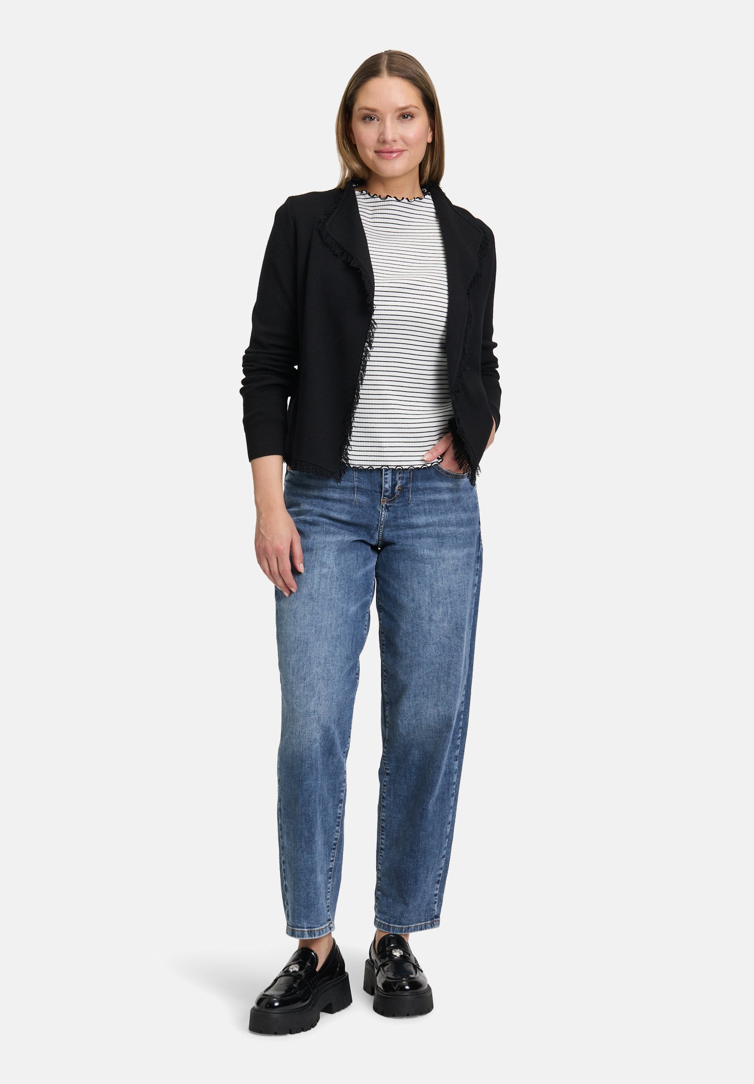Cartoon | Casual-Strickjacke mit Fransen | 9045 Black