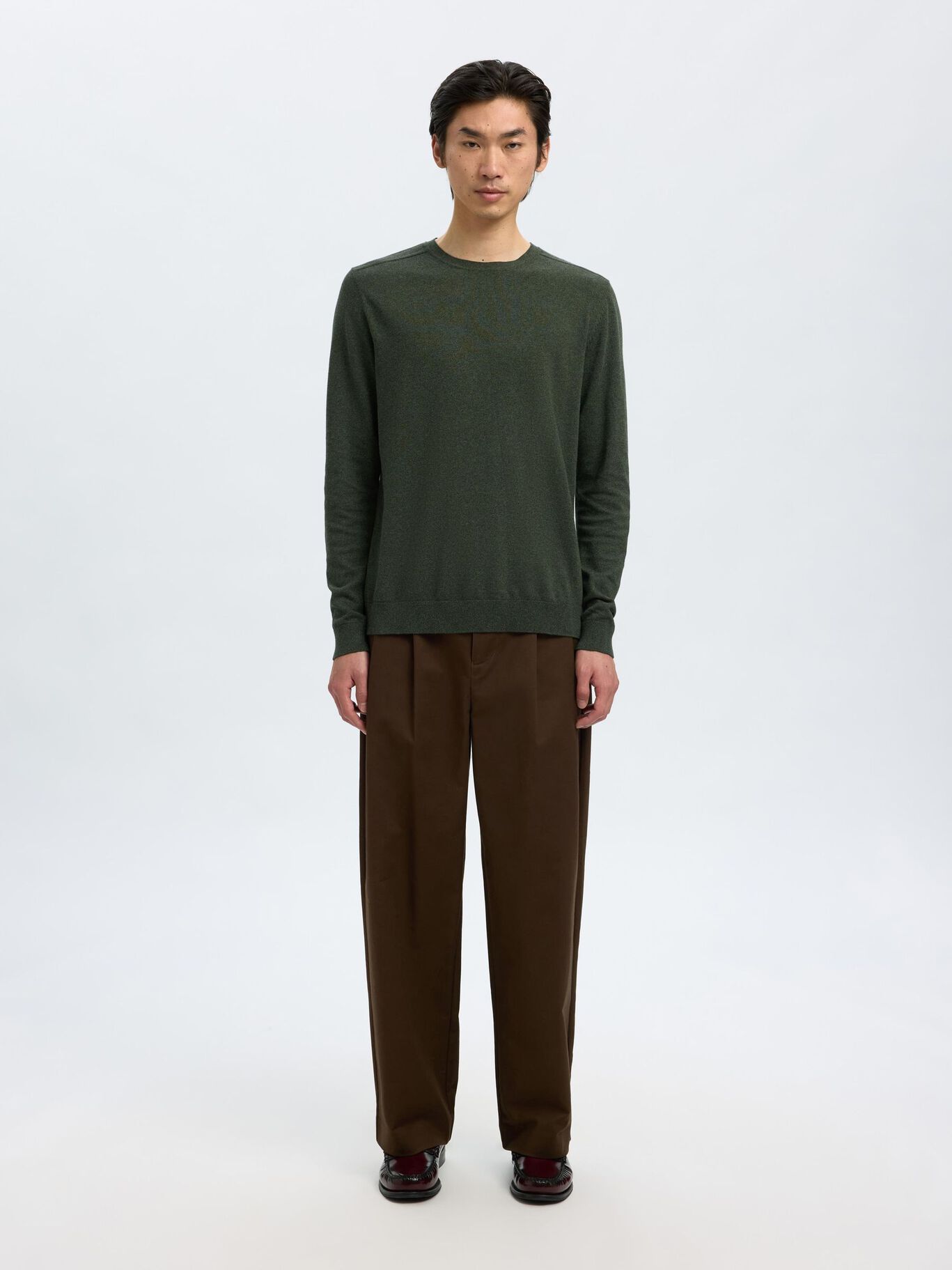 SELECTED | LANGARM STRICKPULLOVER BERG | Forest Night