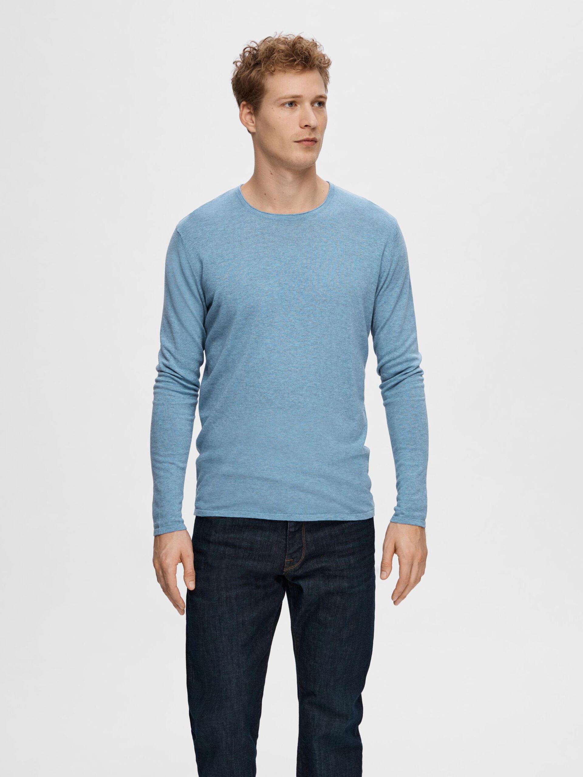 SELECTED | LANGÄRMELIGER PULLOVER | Blue shadow