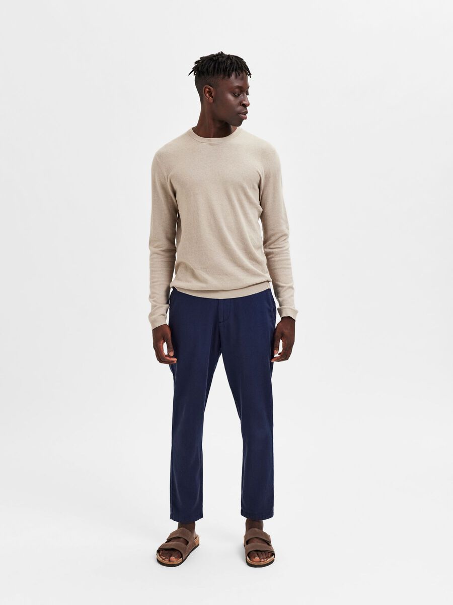 SELECTED | SLIM FIT TAPERED LINEN HOSE | Dark Shapire