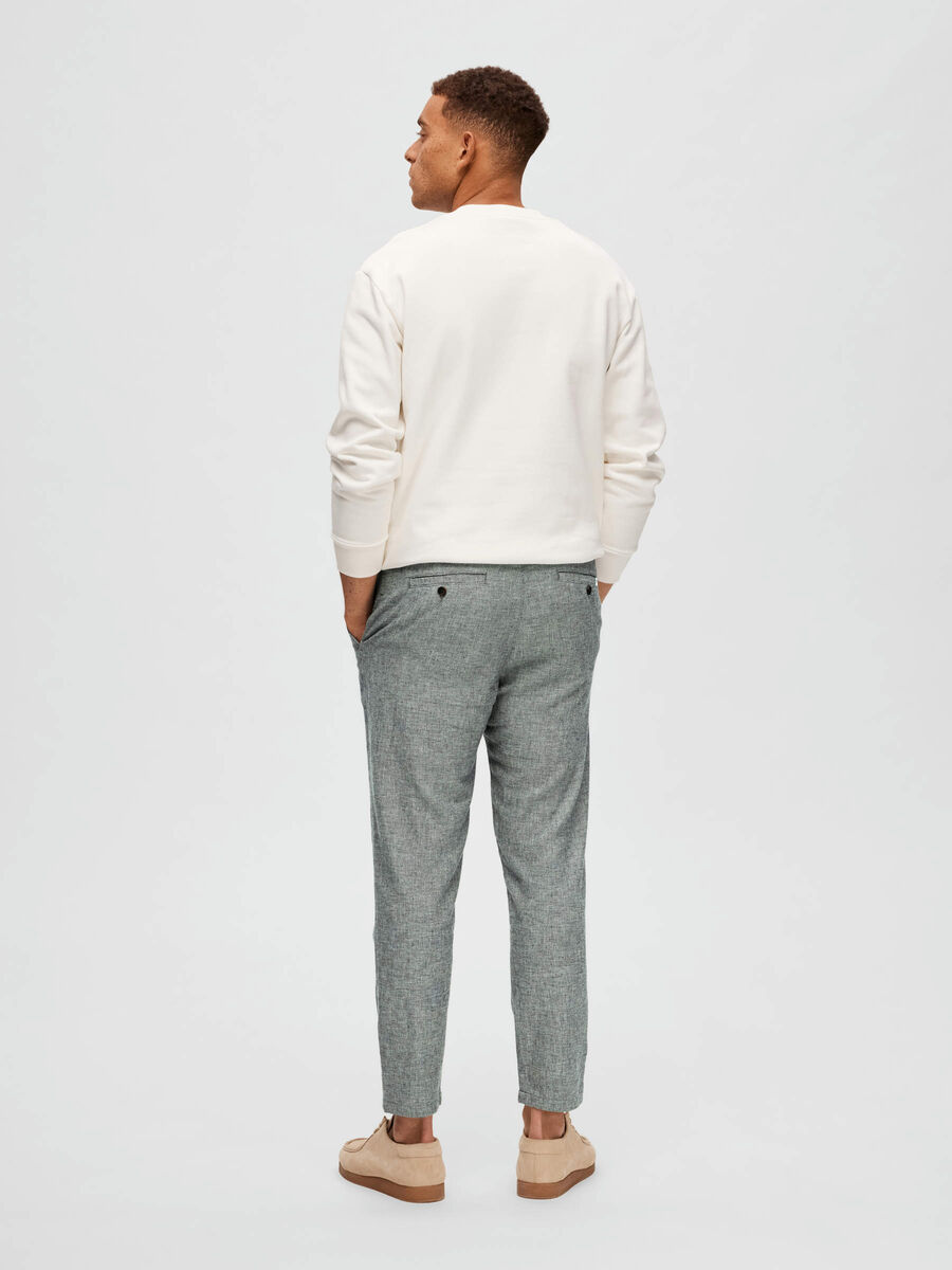 SELECTED | SLIM FIT TAPERED LINEN HOSE | Skycaptain Oatmeal