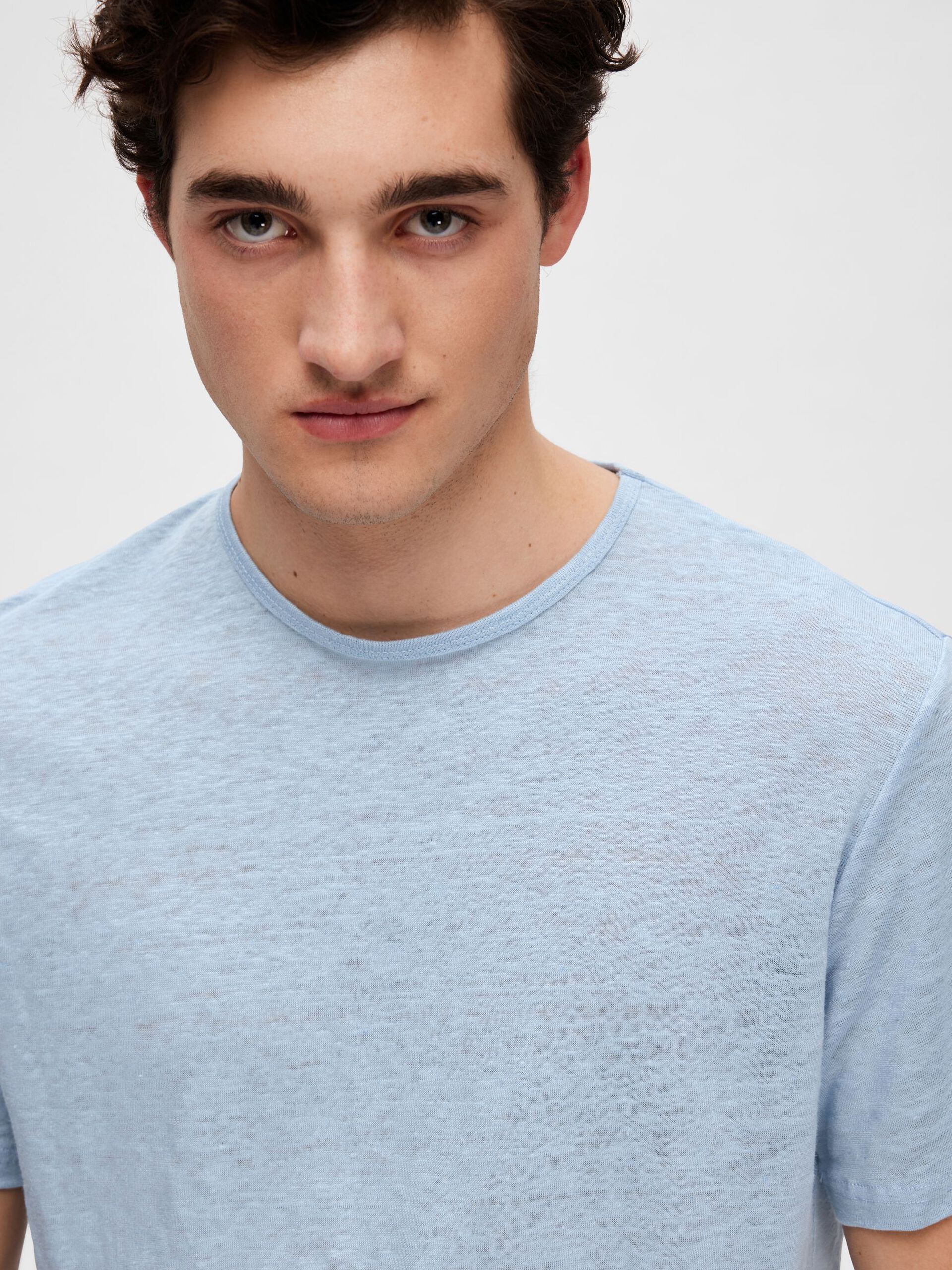 SELECTED | LEINEN T-SHIRT | Cashmere blue