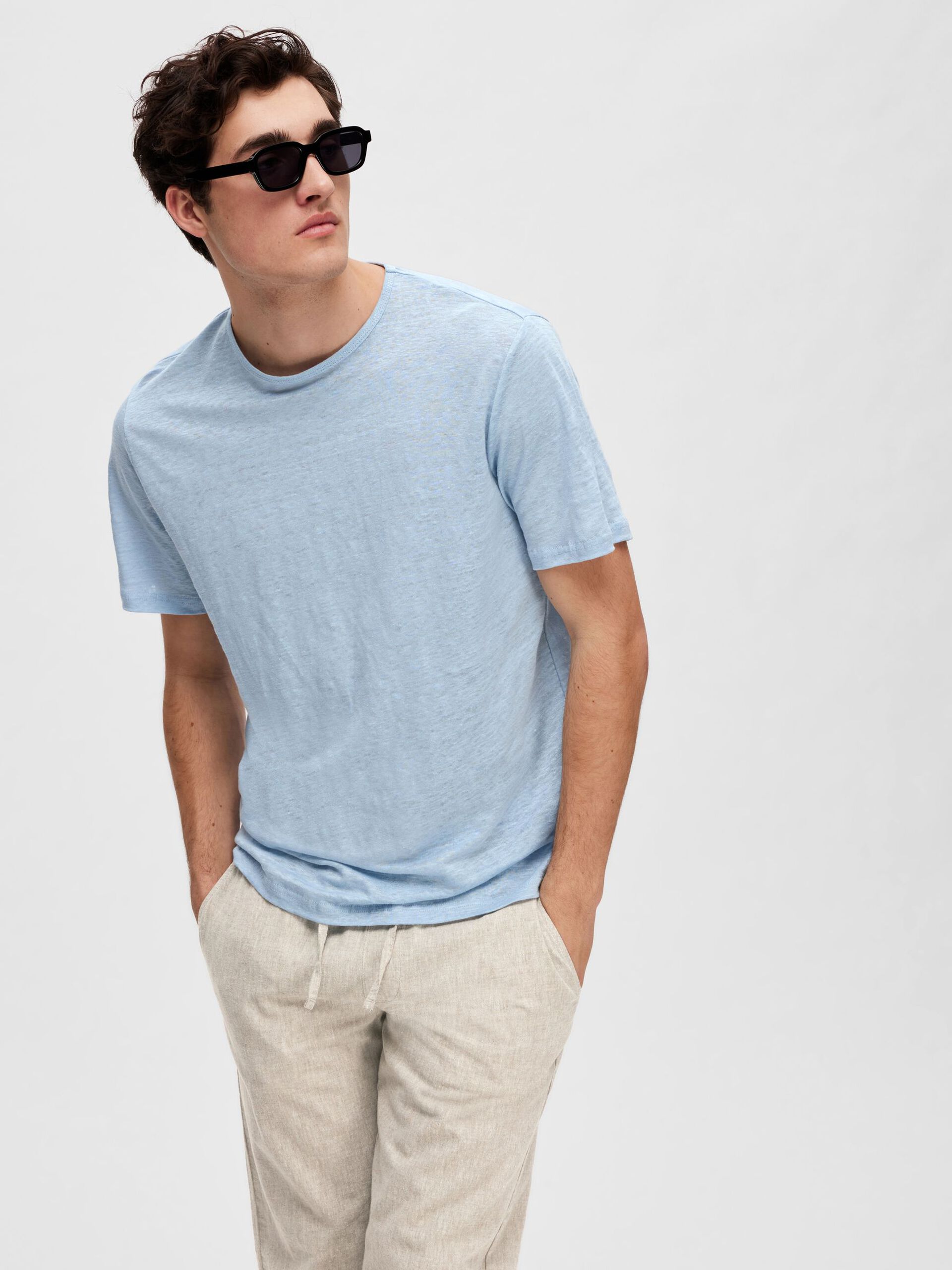 SELECTED | LEINEN T-SHIRT | Cashmere blue