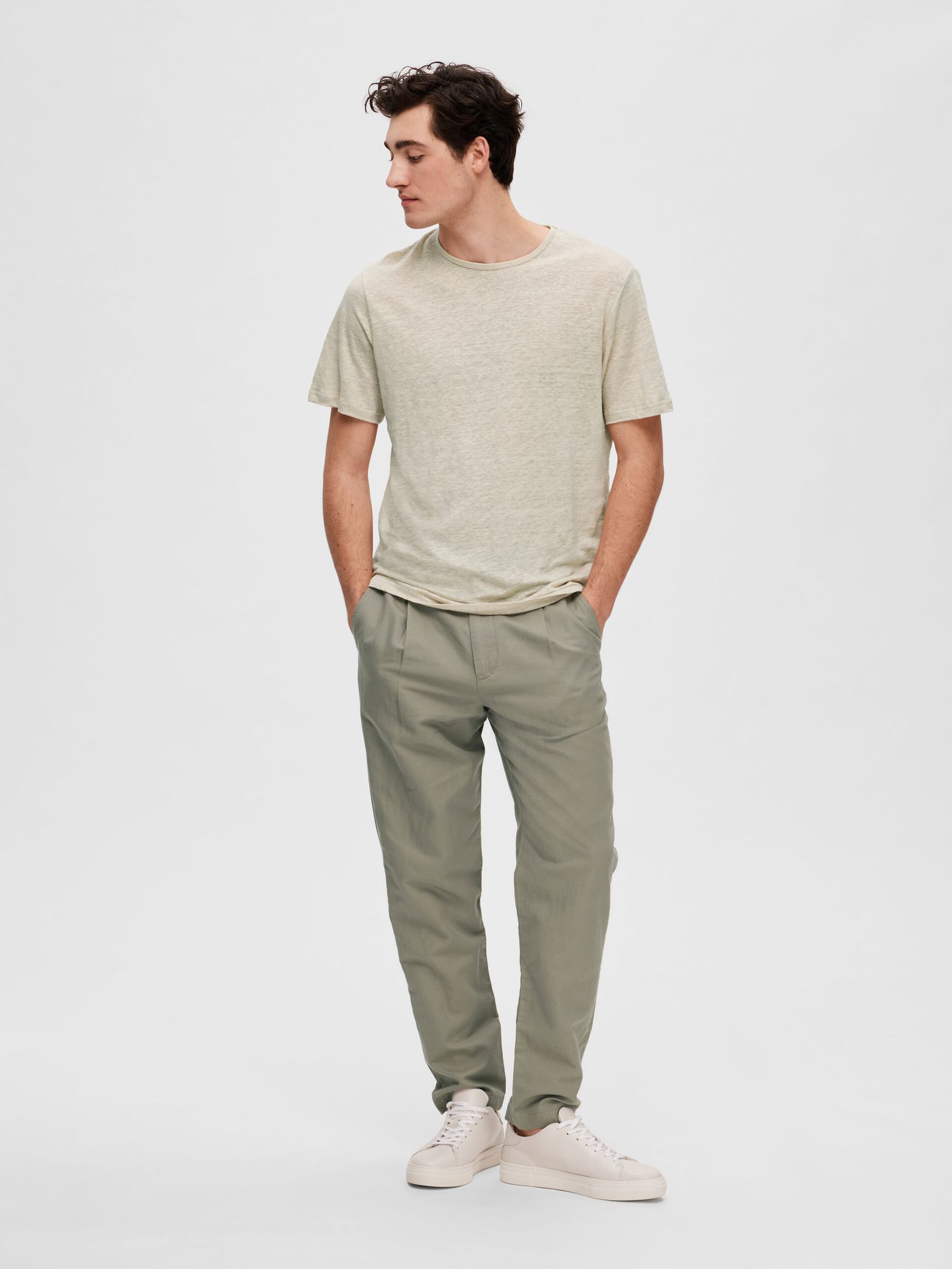 SELECTED | LEINEN T-SHIRT | Oatmeal