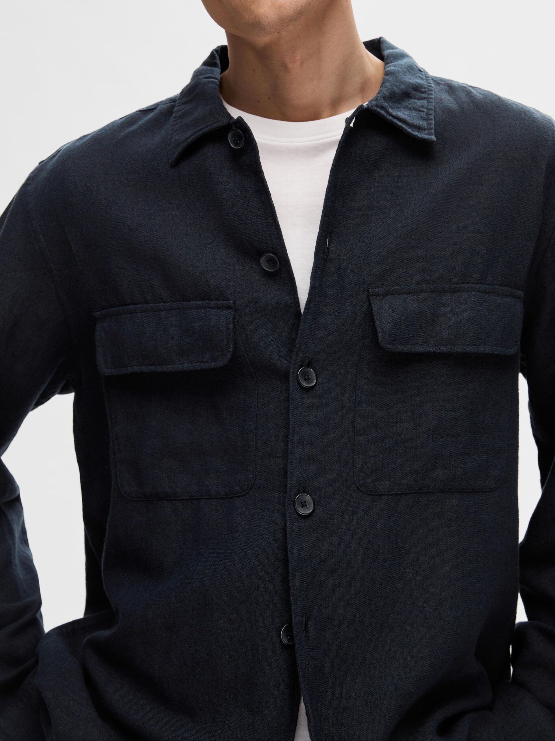 SELECTED | OVERSHIRT LEINEN | Sky captain