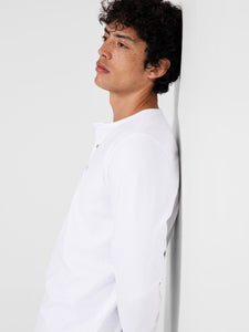 SELECTED | LANGÄRMELIGES HENLEY T-SHIRT| BRIGHT WHITE