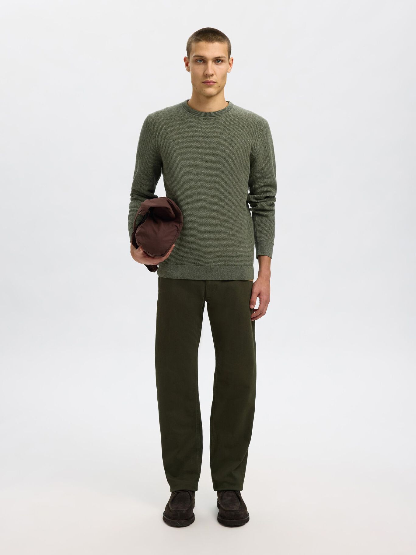 SELECTED | PULLOVER ROSS MIT RUNDHALSAUSSCHNITT | Deep Forest