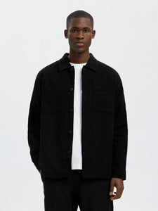 SELECTED | LEINENMIX OVERSHIRT Brody Sun | Black