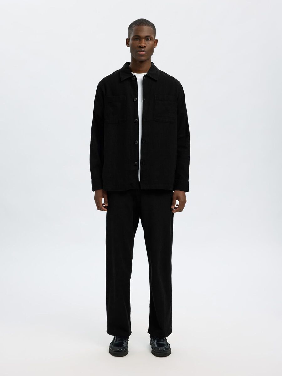 SELECTED | LEINENMIX OVERSHIRT Brody Sun | Black