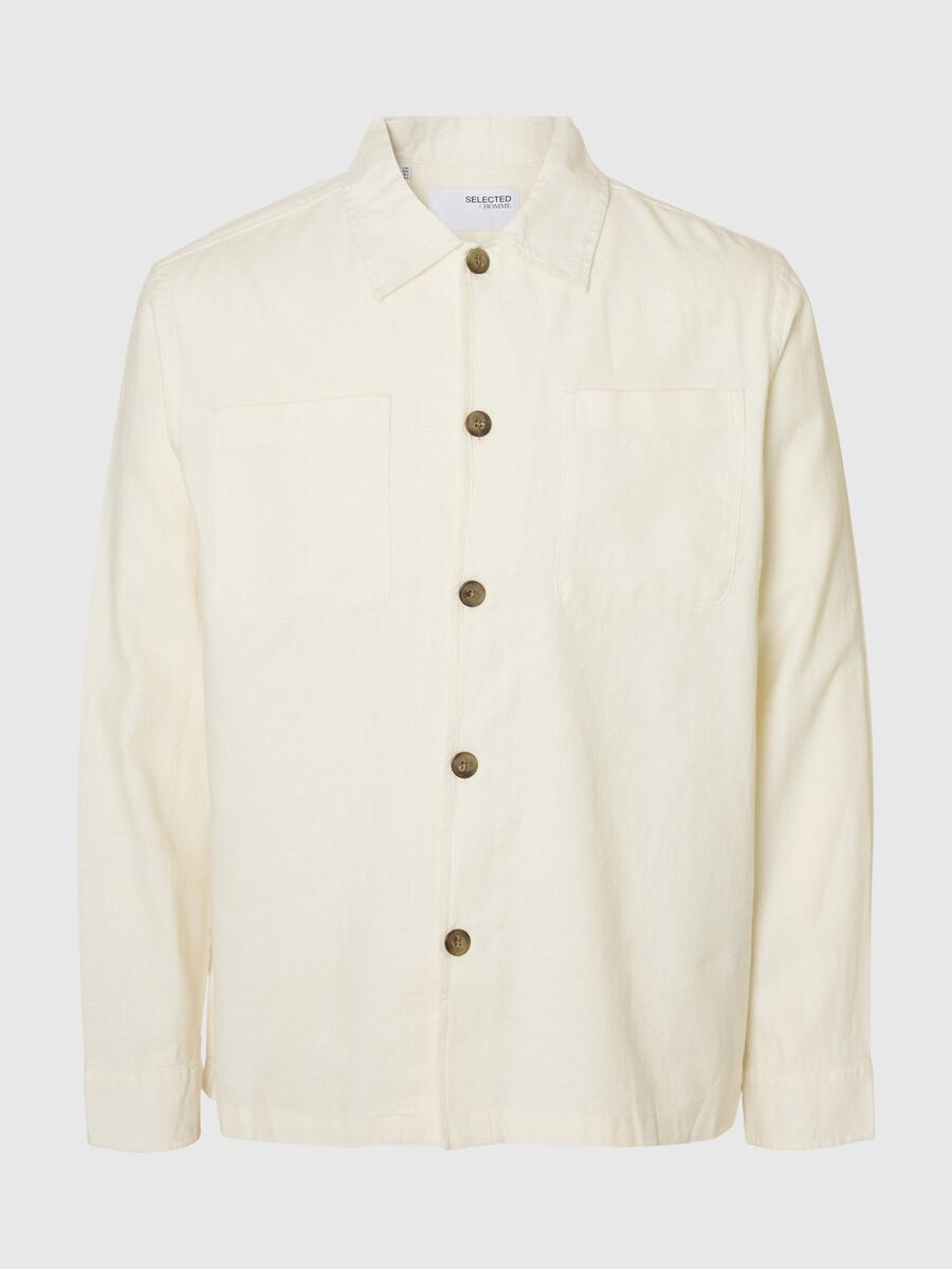 SELECTED | LEINENMIX OVERSHIRT Brody Sun | Cloud dancer