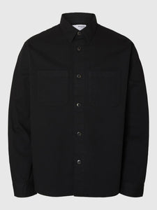 SELECTED | REGULAR FIT TWILL OVERSHIRT Jackie | Black