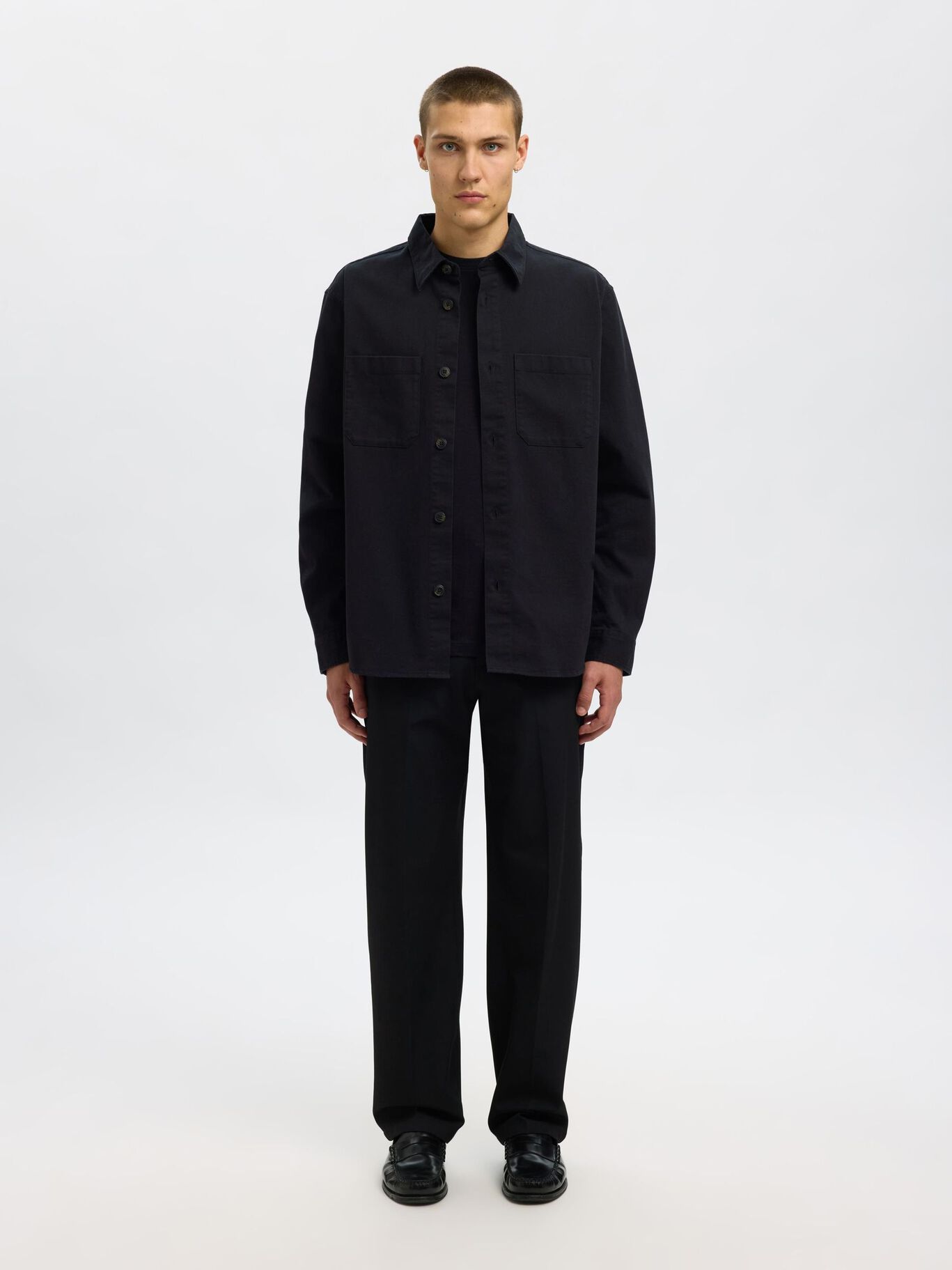 SELECTED | REGULAR FIT TWILL OVERSHIRT Jackie | Black