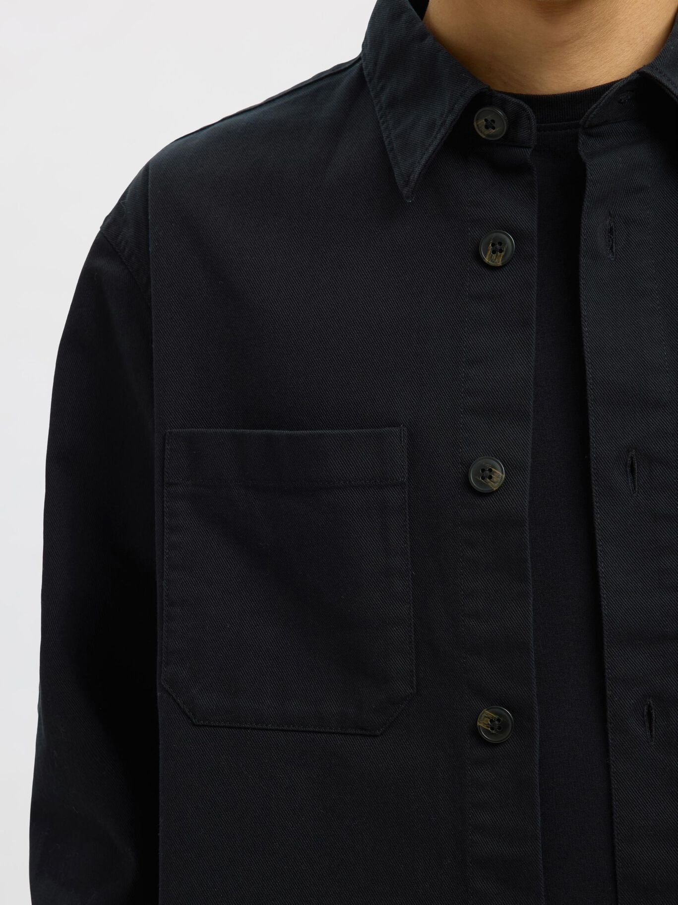 SELECTED | REGULAR FIT TWILL OVERSHIRT Jackie | Black