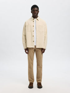 SELECTED | REGULAR FIT TWILL OVERSHIRT Travis | Oatmeal