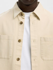 SELECTED | REGULAR FIT TWILL OVERSHIRT Travis | Oatmeal