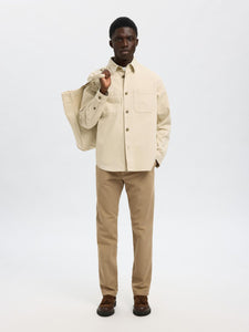 SELECTED | REGULAR FIT TWILL OVERSHIRT Travis | Oatmeal