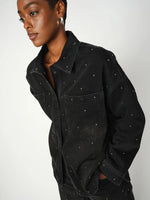 Load image into Gallery viewer, Mos Mosh | Emme Studs Jeans-Hemdbluse | 869 Dark Grey
