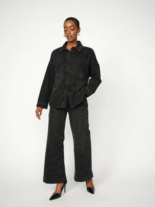 Mos Mosh | Emme Studs Jeans-Hemdbluse | 869 Dark Grey