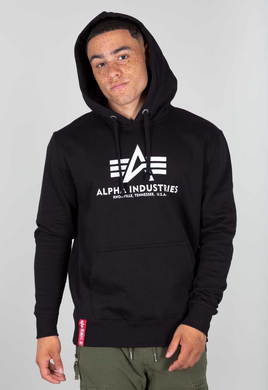 Alpha Industries | Basic Hoody mit Logoprint vorn | 03 black
