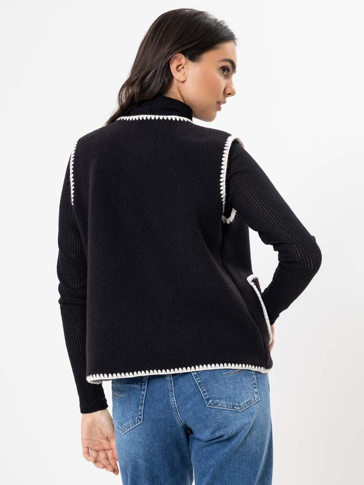 Herrlicher | Wika Sherling Weste aus veganem Leder | 11 black