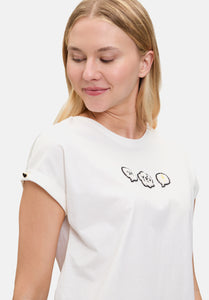 Cartoon | Baumwollshirt mit Ärmelaufschlag | 1912 Patch Cream/Cream
