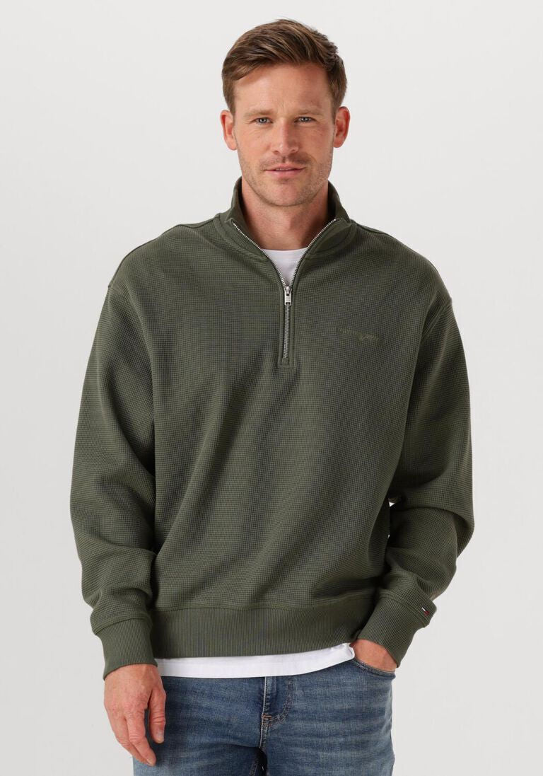 Tommy Jeans | Relaxed Fit Pullover mit Waffelstrick | MRH Green