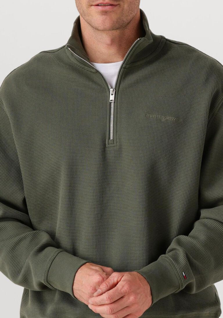 Tommy Jeans | Relaxed Fit Pullover mit Waffelstrick | MRH Green