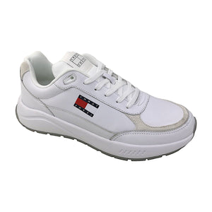 Tommy Jeans | Runner Full Leather Sneaker | YBR white