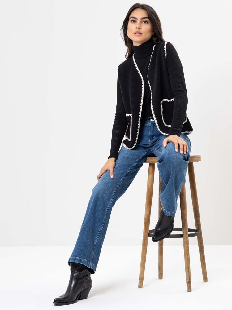 Herrlicher | Wika Sherling Weste aus veganem Leder | 11 black