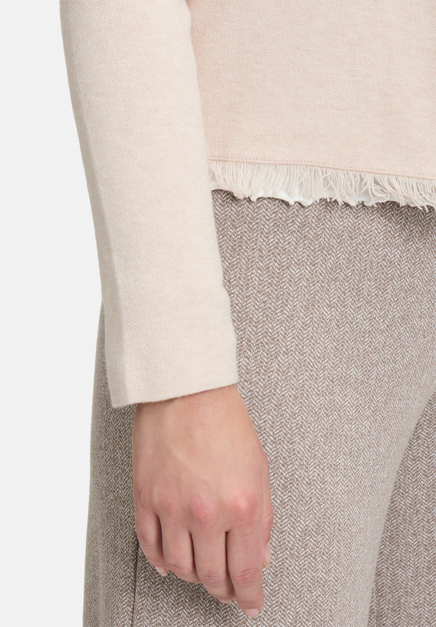 Cartoon | Casual-Strickjacke mit Fransen | 7706 Beige Melange