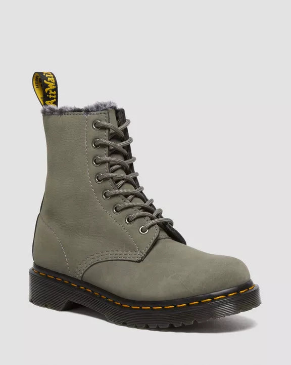 Dr. Martens | 1460 Serena Faux Fur Gefütterte Nubuck Schnürstiefel | grey