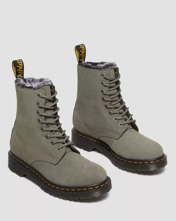 Dr. Martens | 1460 Serena Faux Fur Gefütterte Nubuck Schnürstiefel | grey