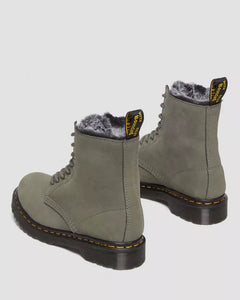 Dr. Martens | 1460 Serena Faux Fur Gefütterte Nubuck Schnürstiefel | grey