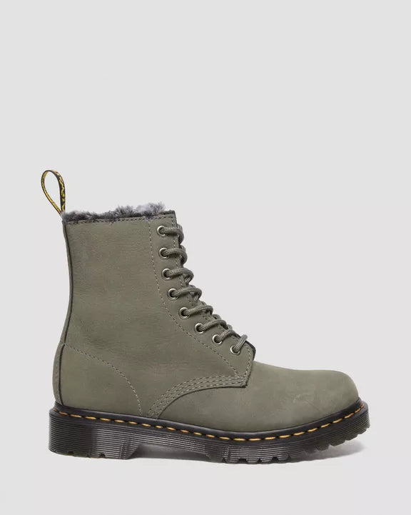 Dr. Martens | 1460 Serena Faux Fur Gefütterte Nubuck Schnürstiefel | grey